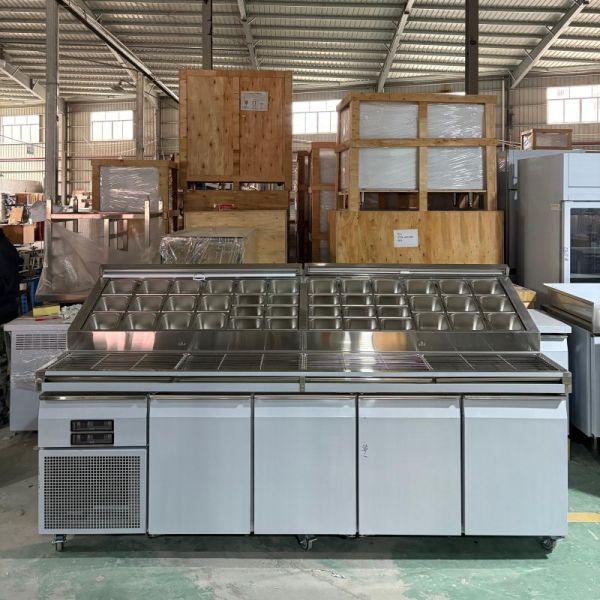 Stainless Steel Undercounter Countertop Pizza Fridge Commercial 4 Doors