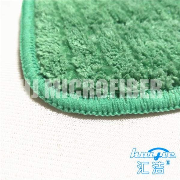 Green Color Microfiber Coral Fleece Fabric With Green Nylon Hard Wire Flat Refill Mops For Home Cleaning