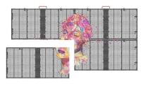 Ecrã LED transparente P3.9-7.8 Full Color SMD Curved Led Video Wall Glass para vitrine
