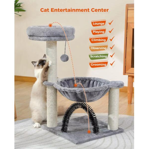 Natural Sisal Cat Trees Scratching Post Multi-Level Platform Cat Tower for Large Cats