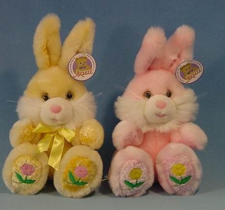 Long Hair Plush Easter Bunnies Small Stuffed Toys , Yellow / Pink / Blue