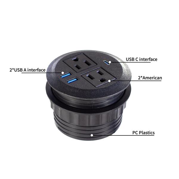 Round Sofa Set Embedded Electric Power Socket with 2 US Standard Power Outlets & Dual USB A Charging Socket Modern Furniture