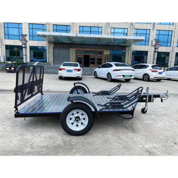 Remorque à moto double personnalisée résistante à la corrosion avec levage hydraulique