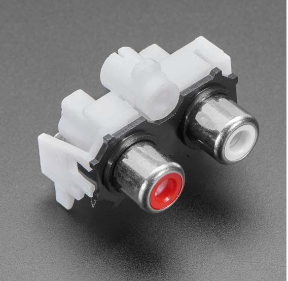 Compact Dual RCA Jack with Solderable Contacts and Mounting Tab Adafruit Industries 4171 Audio Connector