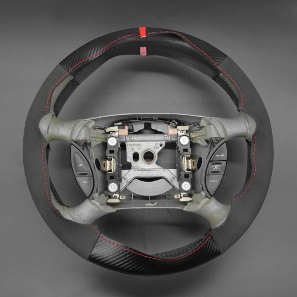 MEWANT Custom Hand Stitching Black Carbon Fiber Steering Wheel Cover for Ford Mustang 1994-2004