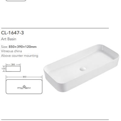 In Stock Bathroom Vanity White Single Porcelain Wash Basin Rectangular Platform Ceramic Washing Basins Countertop Bathroom Sinks
