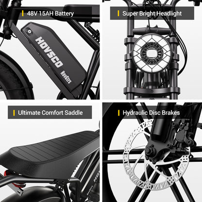 Adult Electric Bike 250W for Motor 48V 15Ah Built-in Battery 60 Miles Range 25km/h 20