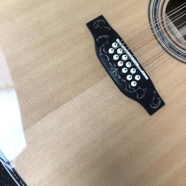 Custom 12 Strings Solid Spruce Top 41 Inch Dreadnought Deluxe Abalone Binding Acoustic Guitar Umbrella Logo on Headstock