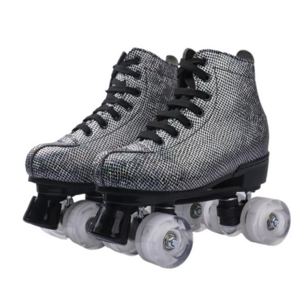 OEM Snakeskin Pattern Leather Best Led Roller Skates For Adults