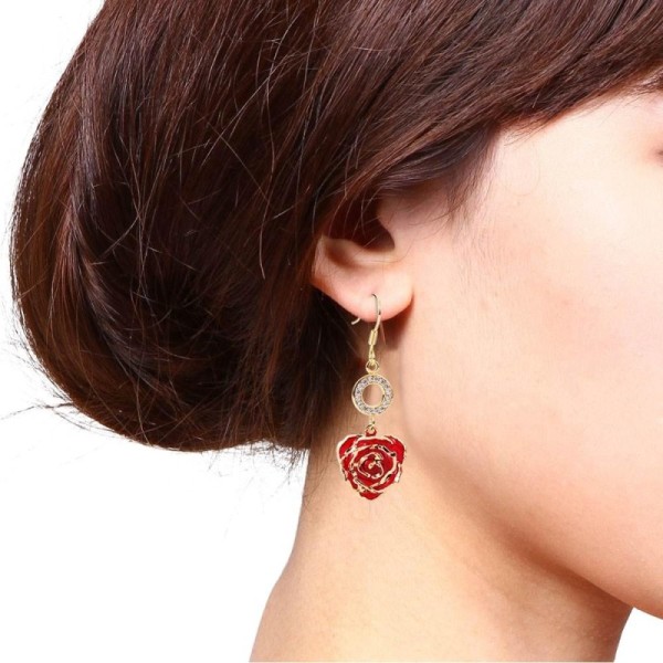 24k Gold Plated Rose Earrings Gifts for Girlfriend Holiday Preserved Flowers Wholesale Fashion Earrings