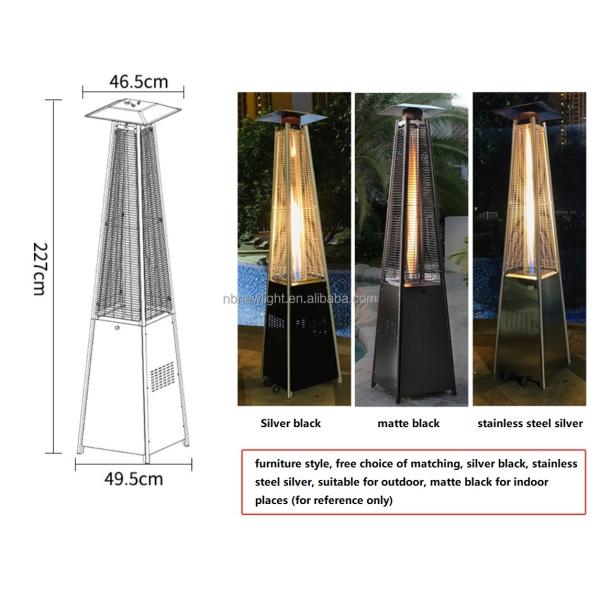 Caldeira de gás exterior de tubo de vidro com construção de aço inoxidável e combustível de propano