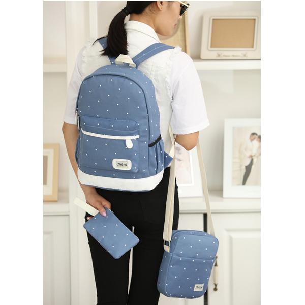 Korean style 3pcs in 1 canvas fashion backpack set for student bag outdoor backpack