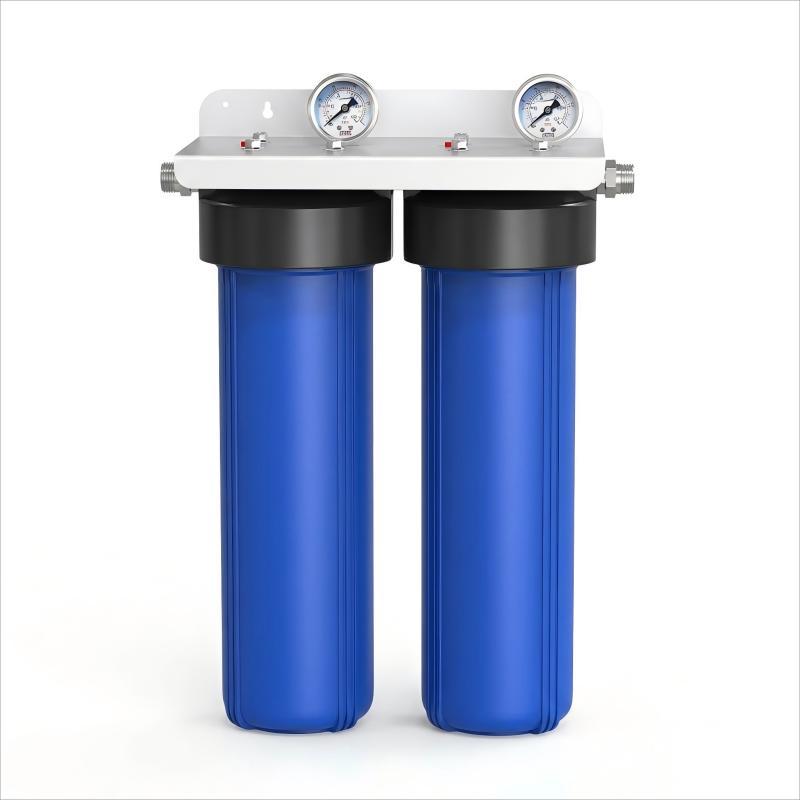 2-Stage 20 Big Blue Whole House Water Filter System Assembly