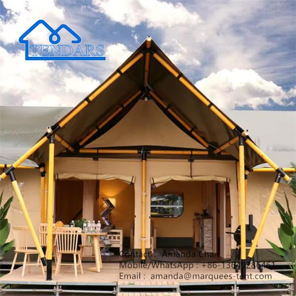 Luxury Strong Wood Structure Glamping Safari Tent For Family Double Layer Tent