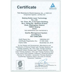 Beijing Noble Laser Technology Co.,Ltd Certifications