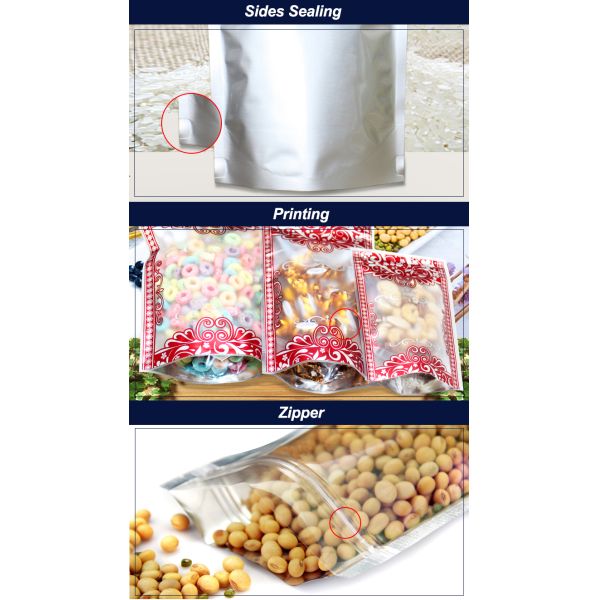 Self Supporting Food Packaging Foil Ziplock Bags For Dried Fruit Packaging