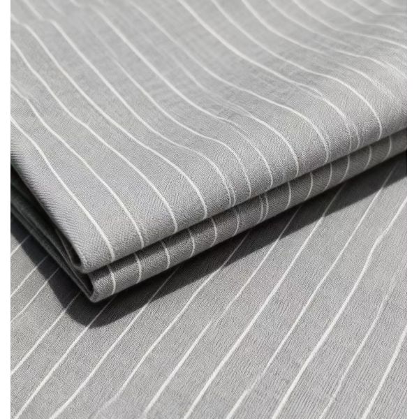 25%Rayon 75%Polyester 230gsm Vertical-Striped RT Suiting Grey Business Fabric