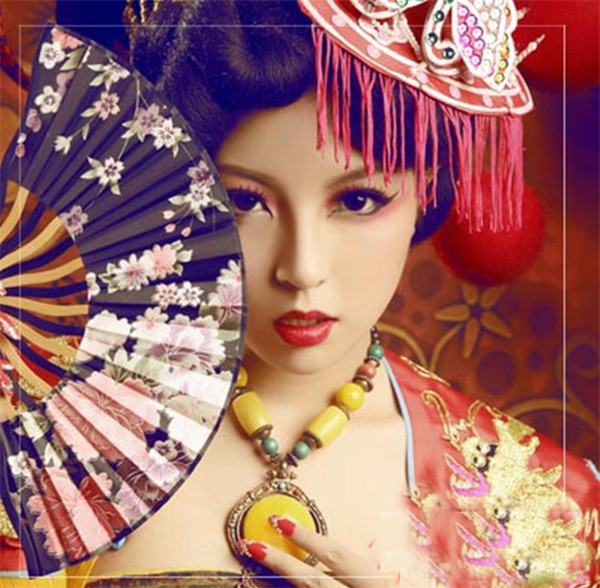 Сортированный вентилятор цветка Handheld складной изогнул вентиляторы ткани складывая с Tassel