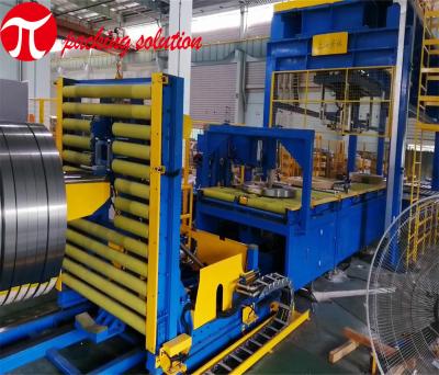 Linha de empacotamento de aço totalmente automático baixa energia da bobina da máquina de envolvimento da bobina do trole