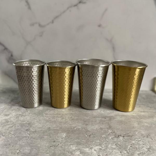 2Pc 304 Stainless Steel Cup 13.52oz 400ml Water Cup Unbreakable Shatterproof Metal Drinking Tumbler For Bar Restaurant Gold