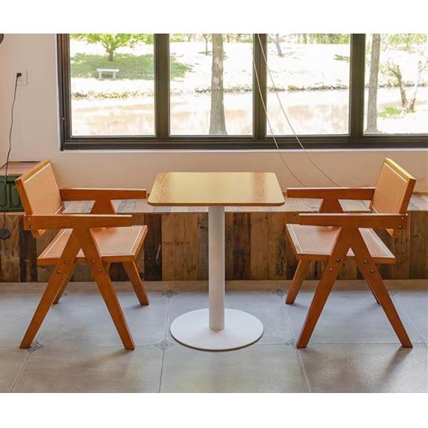 Restaurant Coffee Shop Bistro Commercial Furniture Ash Solid Wooden Dining Set