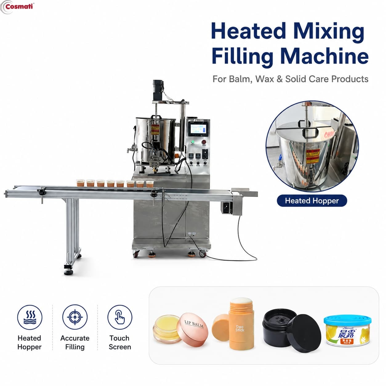 Heated Wax Filling Machine Automatic Lip Balm Hair Wax Candle Deodorant Filler