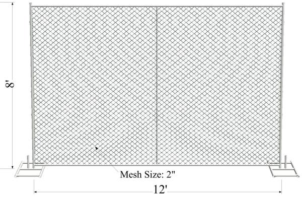ASTM -A392-06 temporary chain link fence panels 6ft x 10ft construction fence Tubing 1⅗(40mm) cross brace mesh 1⅗40mm