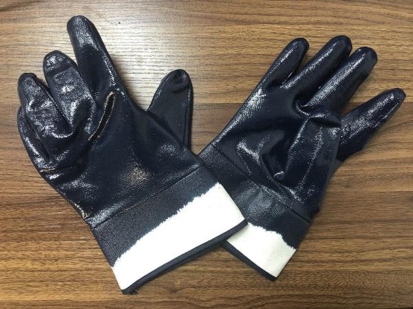 26CM Jersey Liner  Canvas Cuff Tear Resistant  Nitrile Gloves For Mining And Construction