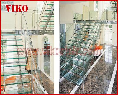 Double Steel Plate Staircase VK44S  Tempered GlassLED Light strip, Stringer: 5mm+5mm(Thickness), Dia 6mm Steel Cable