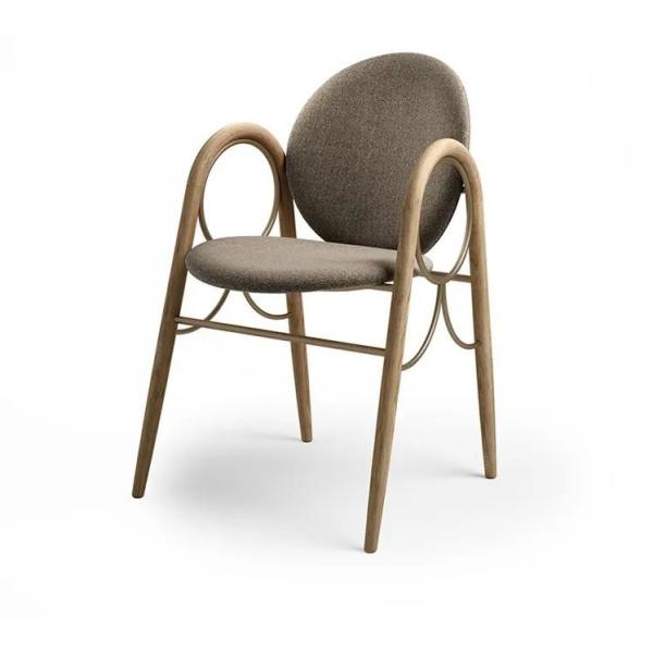 Customized Size Hotel Restaurant Furniture  Metal Solid Wood Fabric Dining Chair