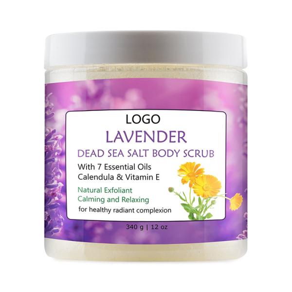 Piel hidratante Exfoliating natural de la sal del mar muerto del olor de la lavanda del exfoliante corporal del 100%
