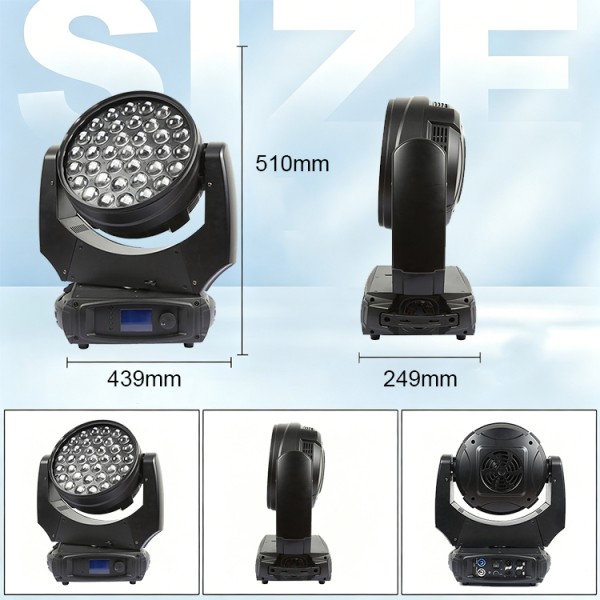 37x10W 4in1 RGBW LED Moving Head Zoom Wash Light DMX512 Professional Stage Equipment for Nightclub Wedding Bar