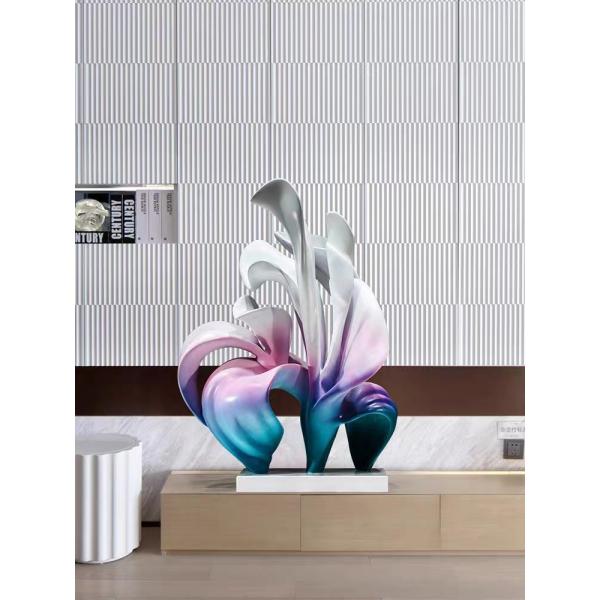 Bespoke Large Floor Standing Flower Fiberglass Sculpture Marble Base For Hotel Lobby