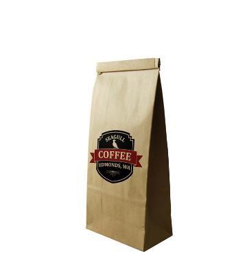 Standing Up  biodegradable kraft paper snack Bag for  Coffee Bean Packing with tie