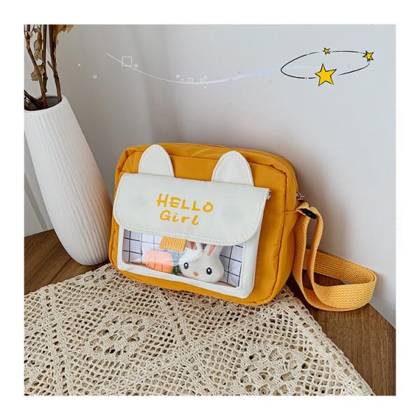 ins cute rabbit canvas bag flower kids girls bag heart student crossbody customs logo picture bag Yiwu wholesale