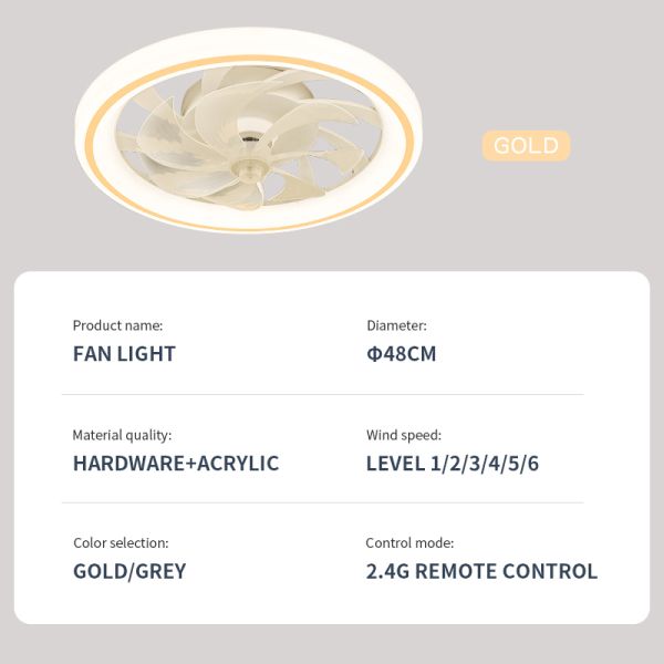 Modern and Simple Home Intelligent Remote Control Restaurant LED Round Acrylic ceiling Fan Light(WH-CLL-59)