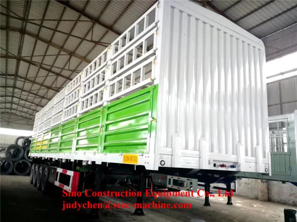 Blue Heavy Duty 4 Axle Semi Trailer 65 Ton Fence Type Semi Cargo Trailer