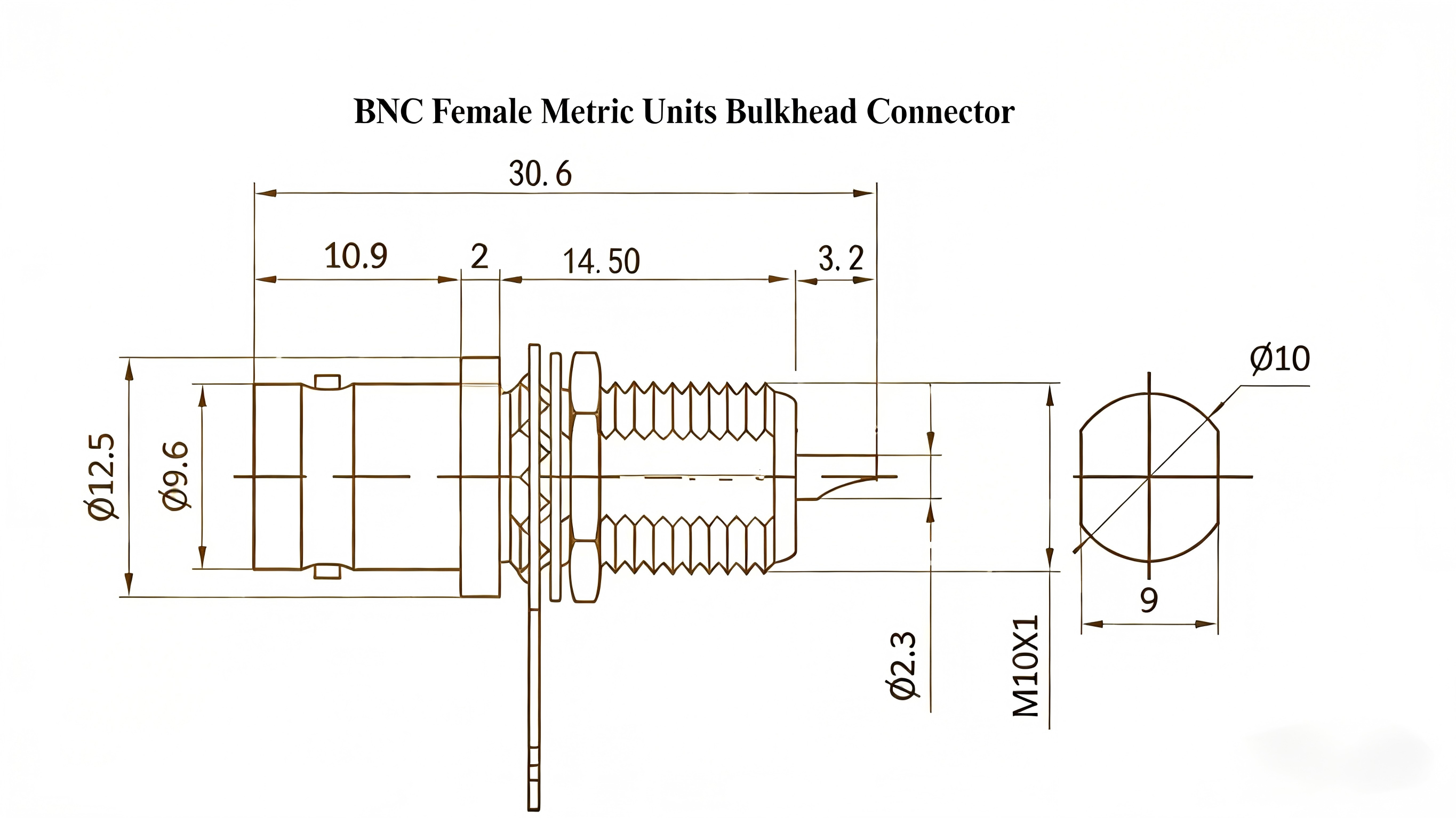 BNC Female RF Connector Nickel Plated Brass 50 Ohm DC-4GHz Bulkhead Jack