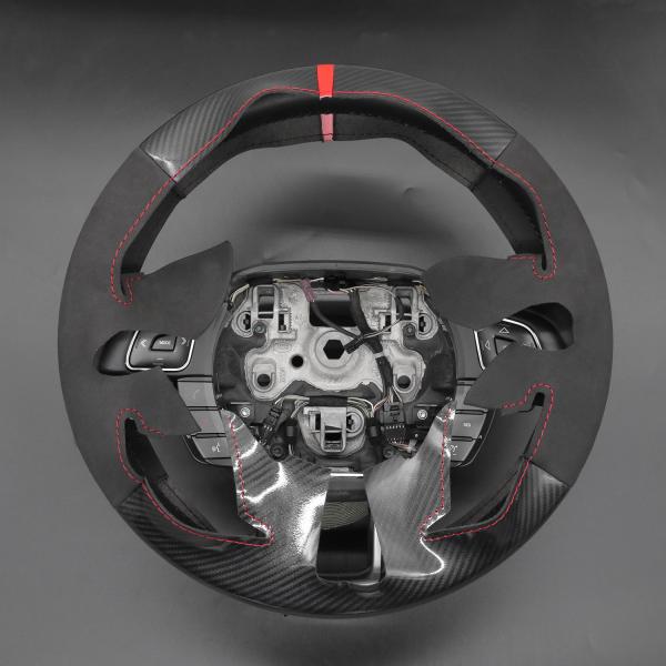 Car Accessories  Hand Stitch Carbon Fiber Suede Strip Steering Wheel Cover for Land Rover Range Rover Evoque  Coupe Convertible