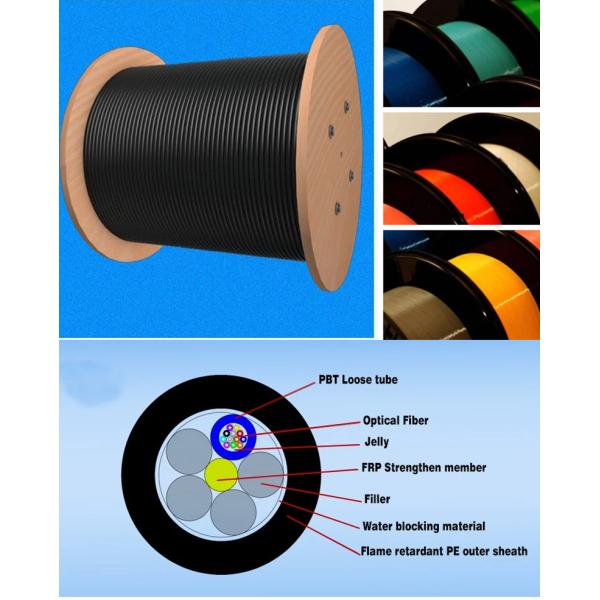 24 Strand Non Metallic Fiber Optic Cable Self Supporting Aerial OHSAS 18001