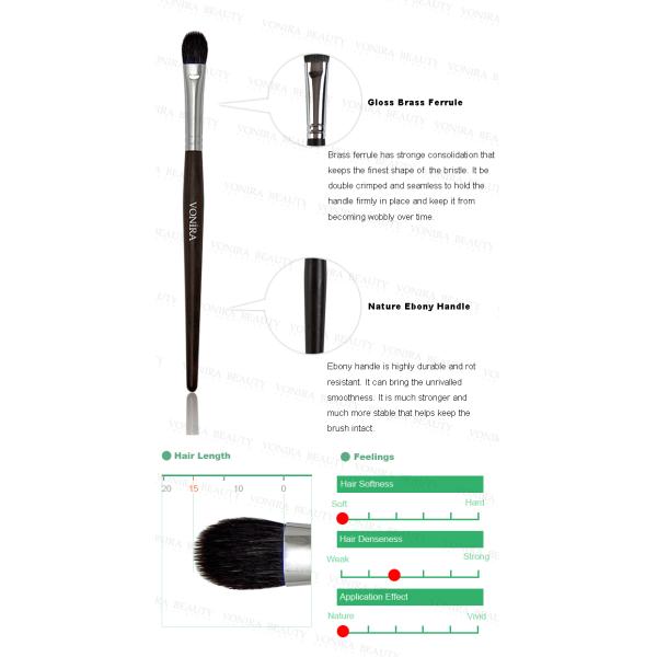 Oval Eye Shadow Luxury Makeup Brushes Luxe Gray Squirrel Hair , Foundation Blending Brush
