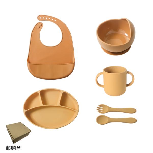 Eco Friendly Silicone Suction Divided Plate Colorful Baby Feeding Necessities PVC Free