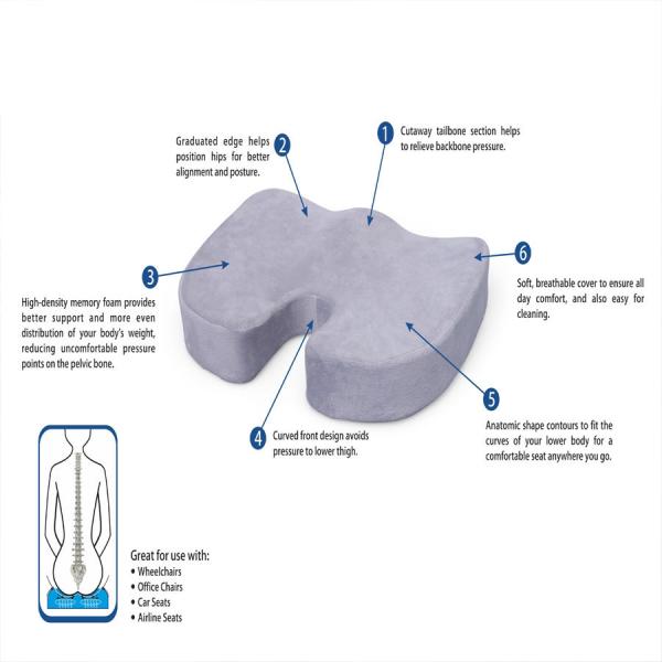 U Shaped Memory Foam Seat Cushion Adult Hemorrhoid Bedroom Chair Pillow