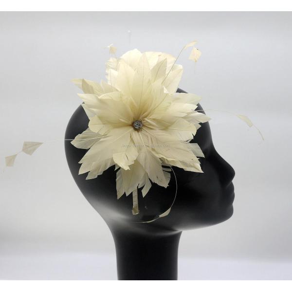 15x30cm Stripped Goose White Feather Fascinator Headdress For Earth Day Occasion