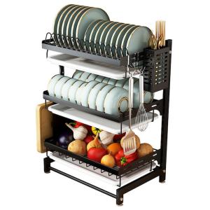 Foodgrade 55.5cm heght Black Metal Draining Rack / Wall Hanging Dish Rack