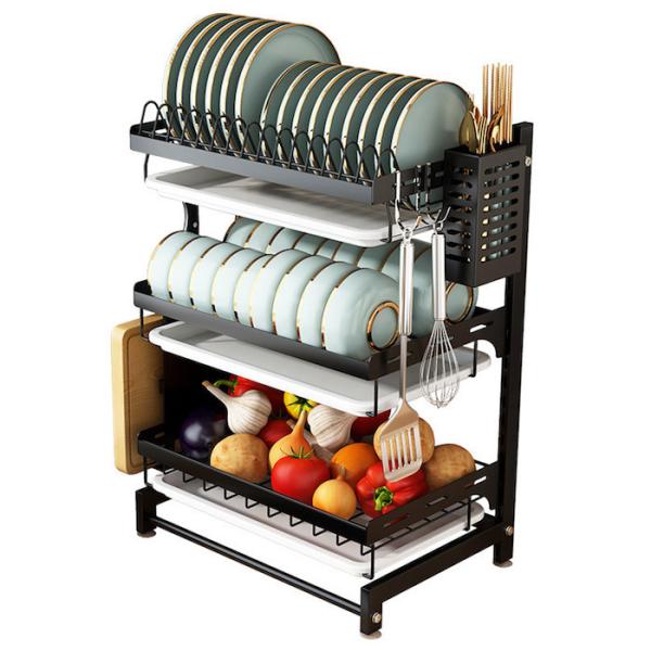 Compact 400*280*620mm Stainless Steel Kitchenwares SGS 3 Layer Dish Rack Organizer
