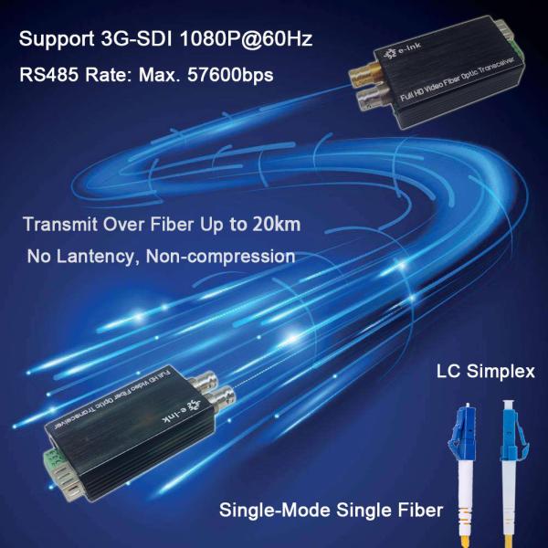 Mini-type HD-SDI to Fiber Converter with Tally & Reverse RS485