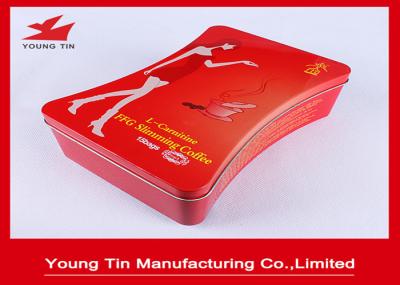 Irregular Slimming Coffee Packaging Metal Tin Box With CMYK Printing Outside Glossy Finish