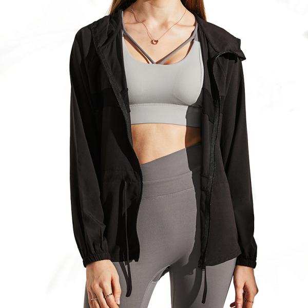Autumn Thin Women Athletic Hoodie Zipper Jacket Breathable for Running