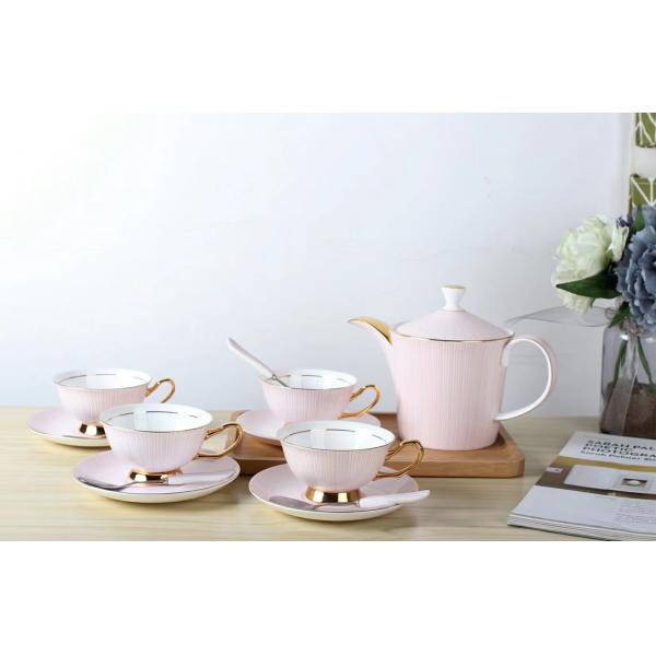 Chinese factory European Vintage Tea Cup Kettle Saucer Set Delicate Bone china Coffee Cup Set